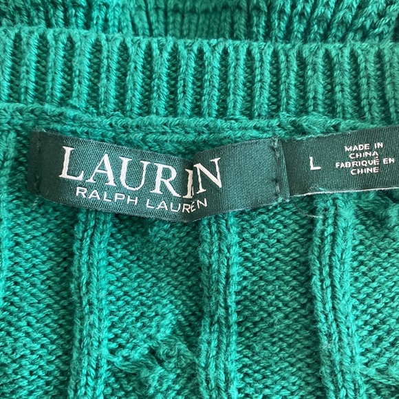 Ralph Lauren Green Bell Cuff Sweater L - Picture 9 of 11